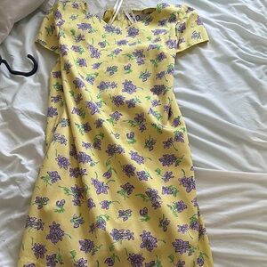 Lilly Pulitzer Yellow Dress with Purple Floral Pattern